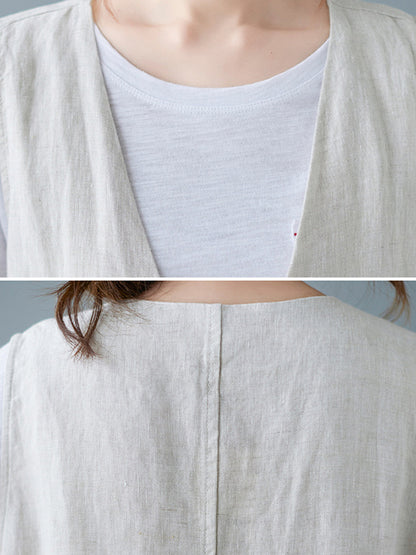 xakxx Simple Loose V-Neck Solid Color Vest