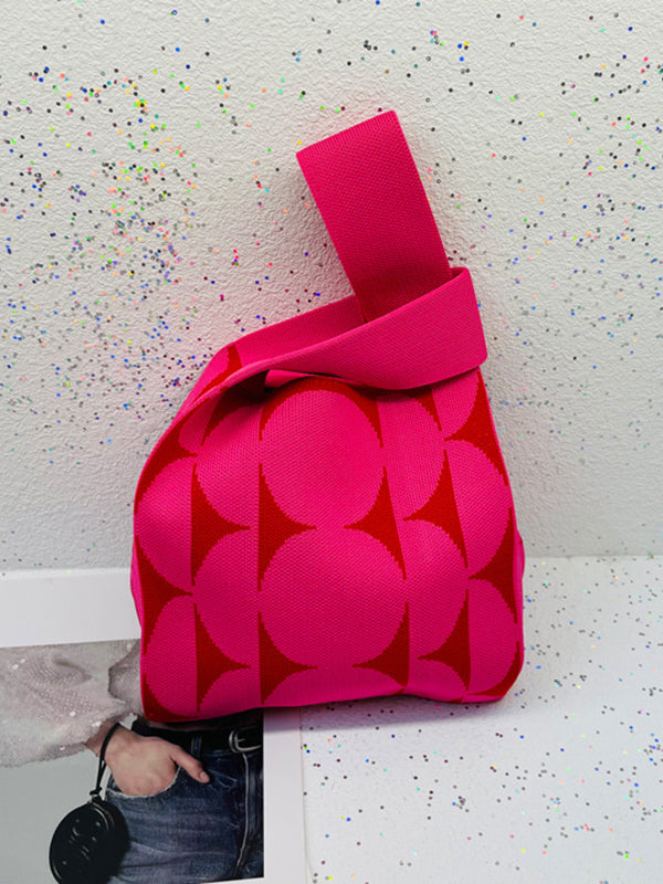 xakxx Contrast Color Polka-Dot Bags Accessories Woven Handbag