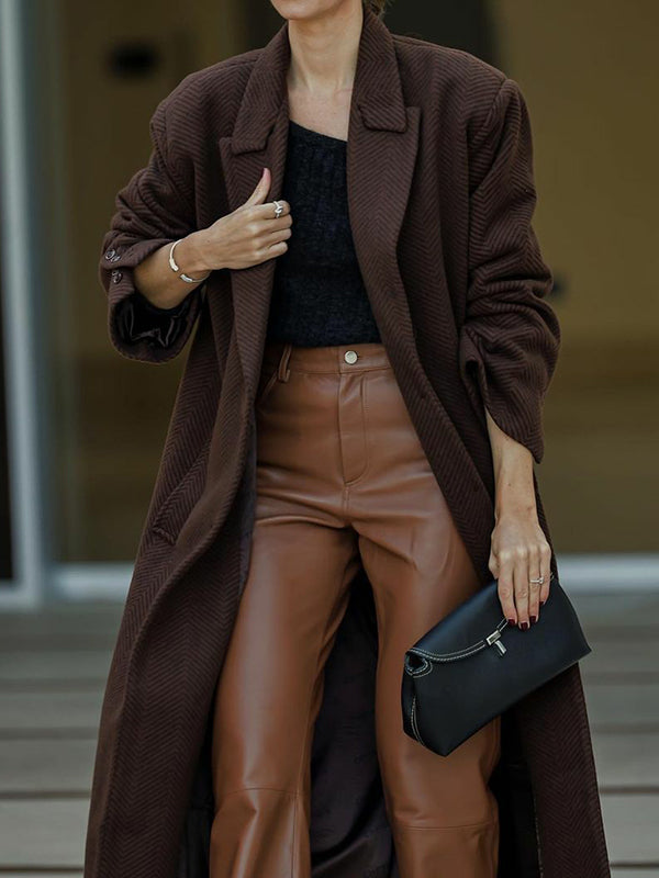 xakxx High Waisted Straight Leg Split-Joint Pants Trousers