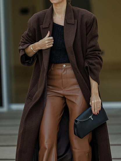 xakxx High Waisted Straight Leg Split-Joint Pants Trousers