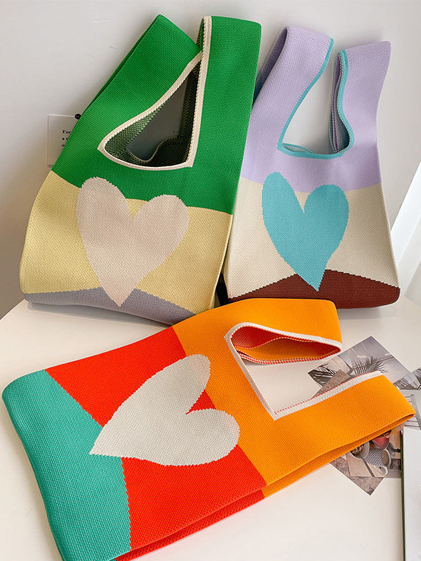 xakxx Heart Print Multi-Colored Bags Handbags