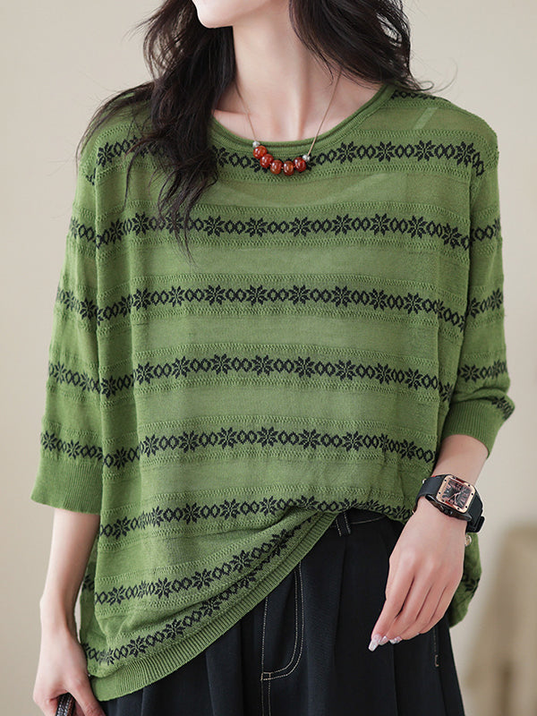 xakxx Half Sleeves Loose Printed Round-Neck T-Shirts Tops