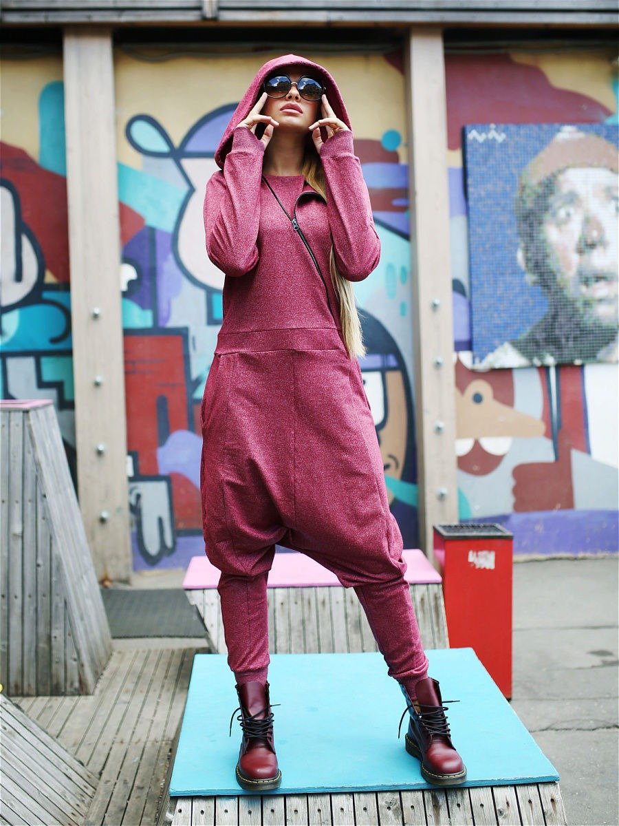 xakxx Solid Hooded Zipper Yoga Jumpsuits