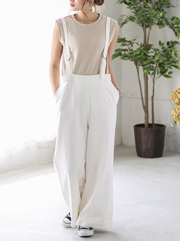 xakxx Loose Wide-Leg Long Overalls