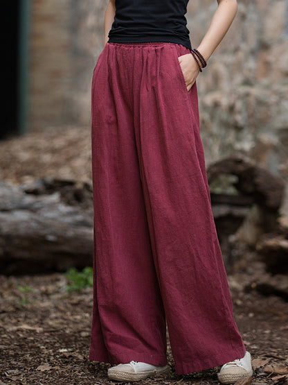 xakxx Wide Leg Elasticity Solid Color Pants Trousers