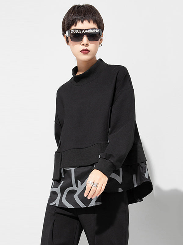 xakxx Original Split-Joint False Two Sweatshirt Tops