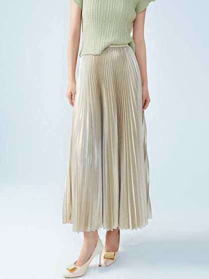 xakxx Loose Metallic Pleated Skirts Bottoms
