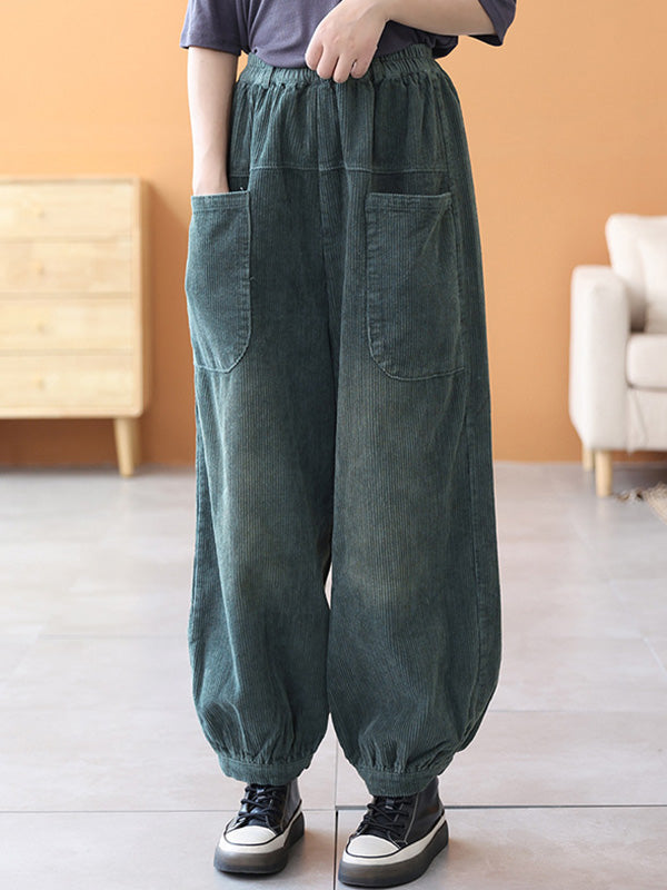 xakxx Loose Elasticity Solid Color Casual Flared Pants Bottoms