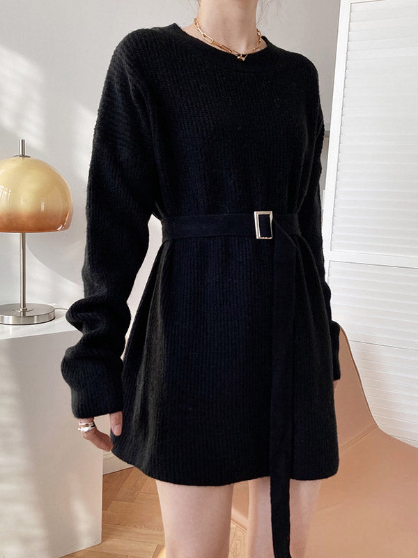 xakxx Loose Lace-Up Knitting Dress