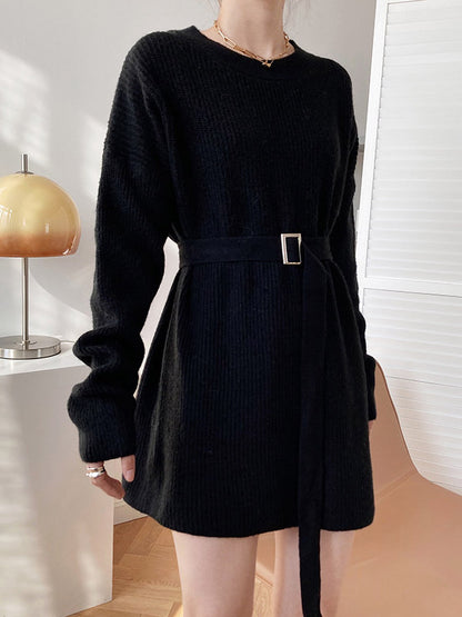 xakxx Loose Lace-Up Knitting Dress