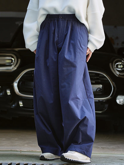 xakxx High Waisted Loose Solid Color Casual Pants Bottoms