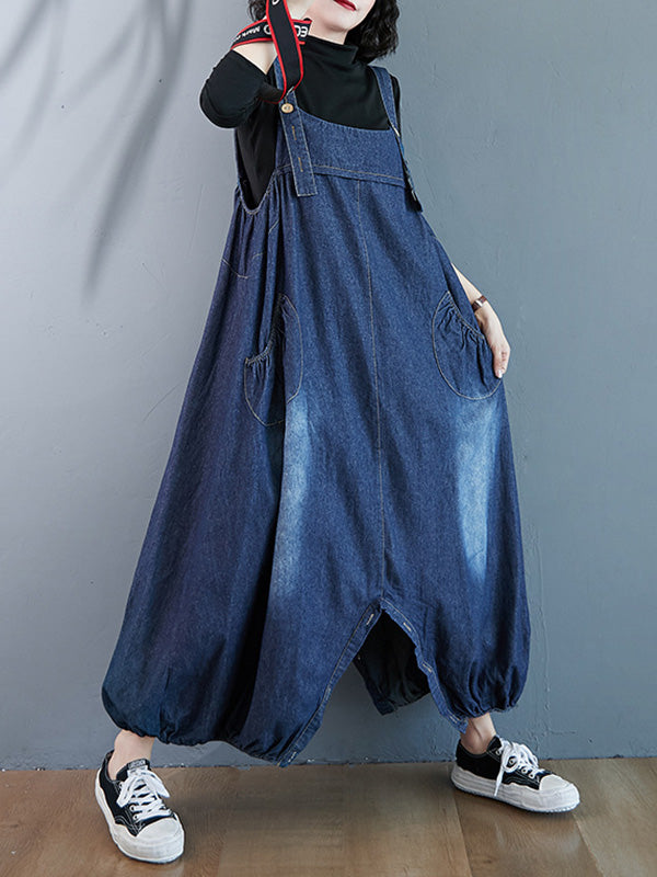 xakxx Simple Denim Buttoned Overalls&Dress