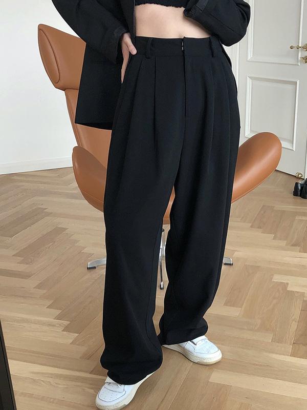 xakxx Solid Color Loose Empire Wide Leg Pants