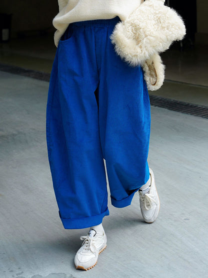 xakxx Vintage Corduroy Wide Leg Loose Solid Color Pants