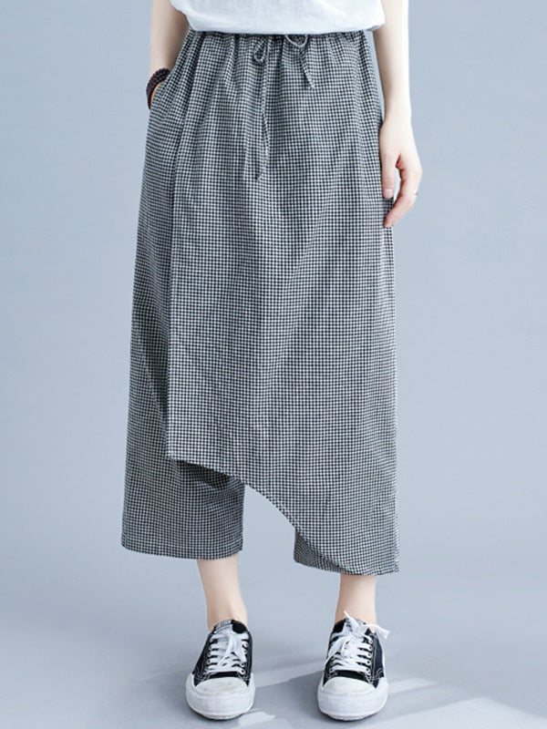 xakxx Original Plaid Irregularity Column Pants