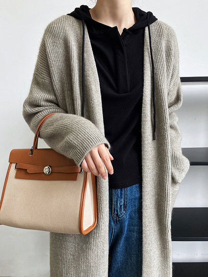 xakxx Casual Loose Solid Color Cardigan Tops