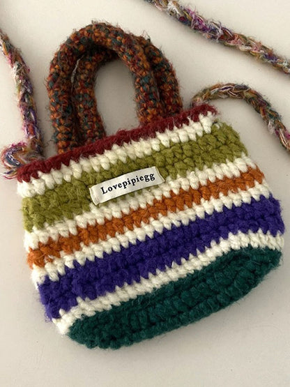 xakxx Colorful Contrast Color Crossbody Bag Woven Handbag