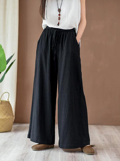 xakxx Vintage Linen Wide Leg Ramie Pants