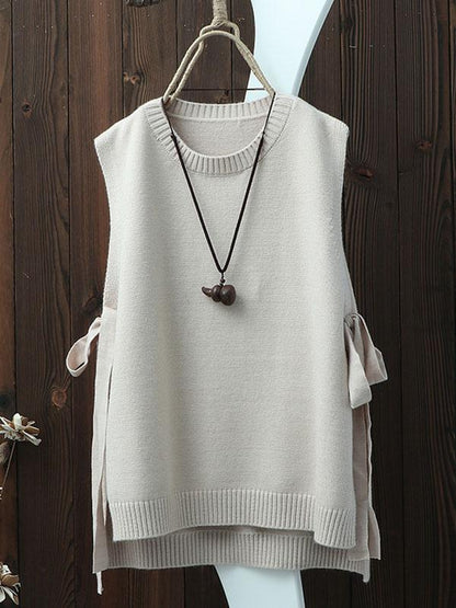 xakxx Vintage Split-side Bandage Knitting Vest