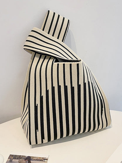 xakxx Contrast Color Striped Woven Bags Woven Handbag
