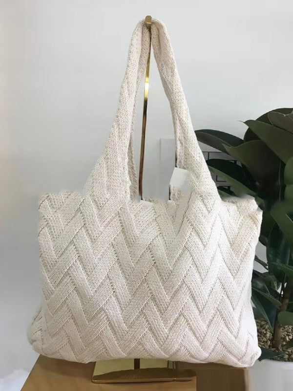 xakxx Casual Weave Solid Color Bags Accessories