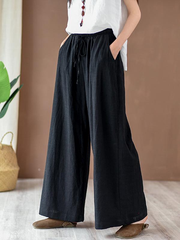 xakxx Vintage Linen Wide Leg Ramie Pants