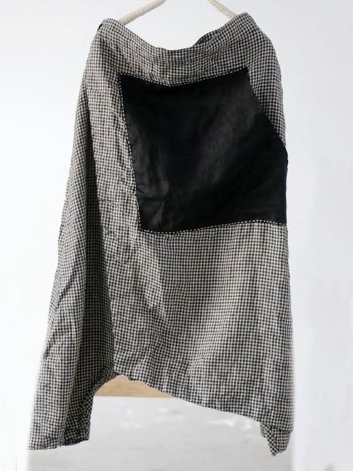 xakxx Vintage Plaid Split-joint Cropped Linen Pants