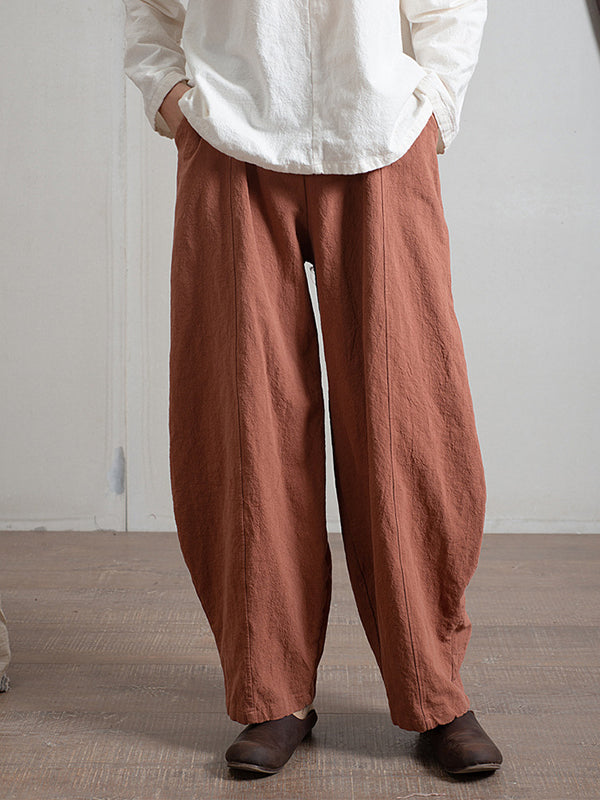 xakxx Simple High Waisted Solid Color Wide Leg Pants