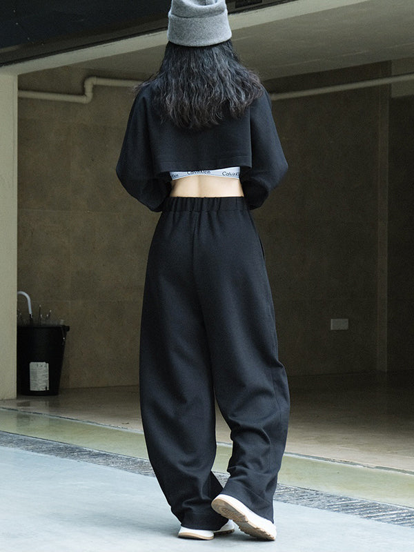 xakxx Casual Wide Leg Loose Solid Color Pants