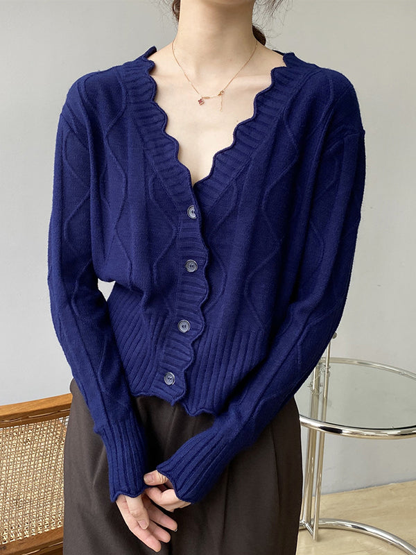 xakxx Original Stylish Casual 7 Colors Buttoned Jacquard V-Neck Sleeveless Cardigan Top