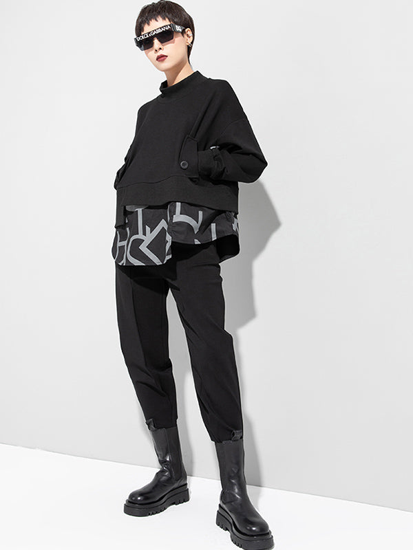 xakxx Original Split-Joint False Two Sweatshirt Tops
