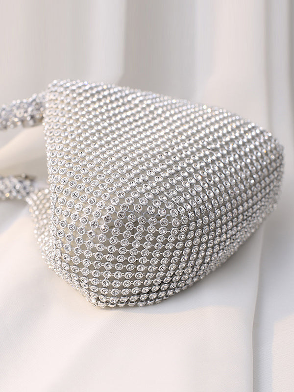 xakxx Geometric Rhine Stones Zipper Handbags