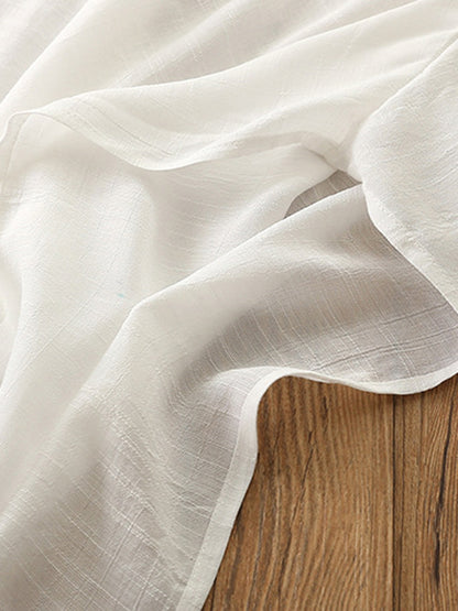 xakxx Half Sleeves High-Low See-Through Solid Color Round-Neck Blouses