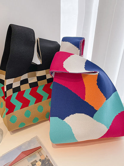 xakxx Contrast Color Striped Bags Handbags