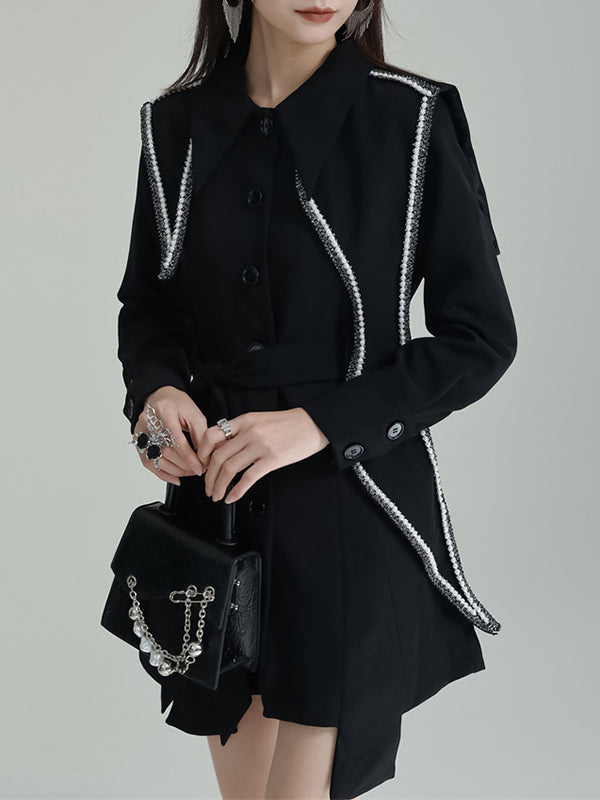 xakxx A-Line High Waisted Asymmetric Buttoned Lapel Mini Dresses