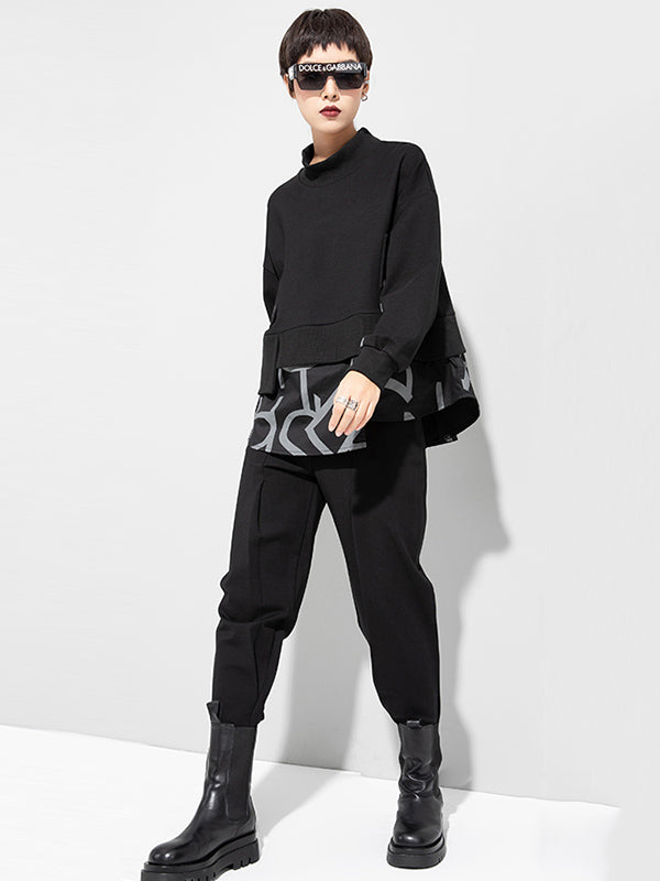 xakxx Original Split-Joint False Two Sweatshirt Tops