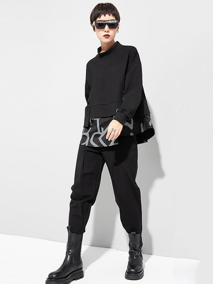 xakxx Original Split-Joint False Two Sweatshirt Tops
