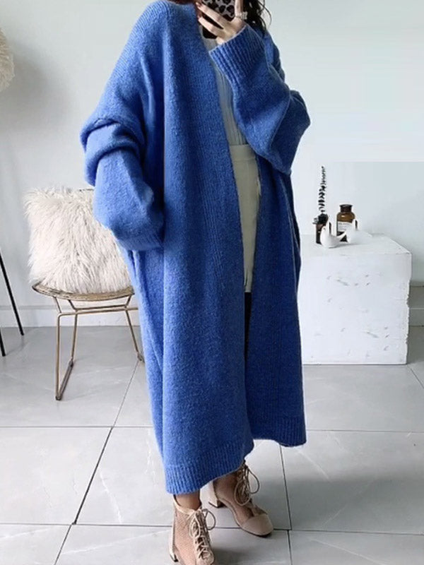 xakxx Urban Simple Loose Solid Color Knitting Cardigan Coat