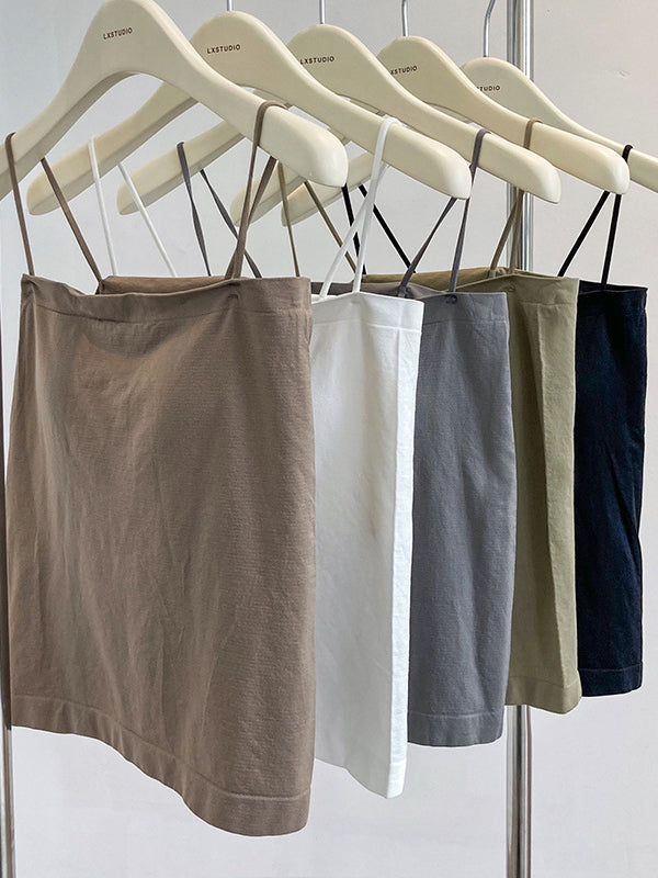 xakxx Simple Casual Solid Color Spaghetti-Neck Vest Top