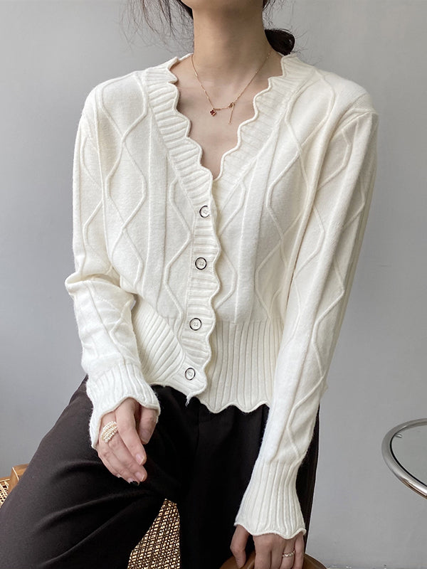 xakxx Original Stylish Casual 7 Colors Buttoned Jacquard V-Neck Sleeveless Cardigan Top
