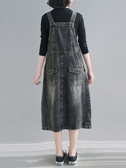 xakxx Original Sleeveless With Pocket Denim Dress