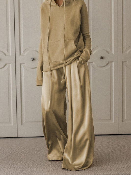 xakxx Original Solid Color Hoodies&Wide Leg Pants Two Pieces Set