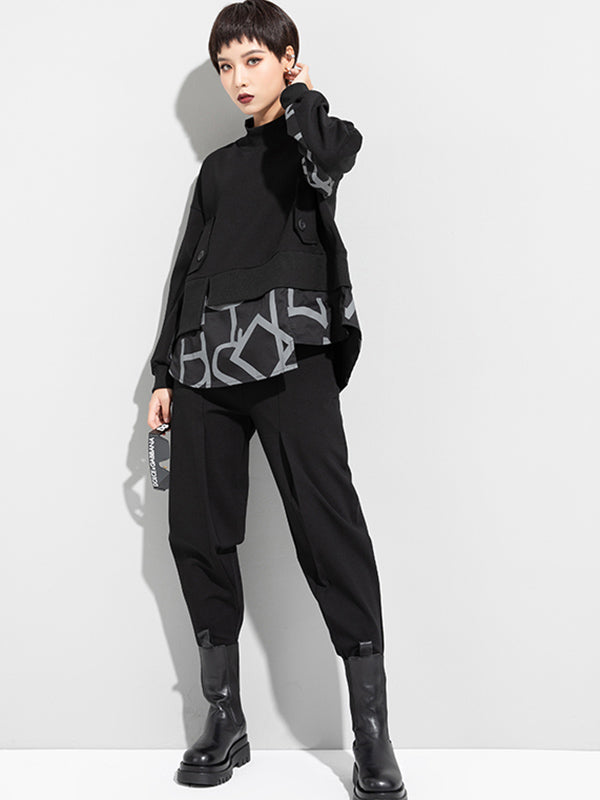 xakxx Original Split-Joint False Two Sweatshirt Tops