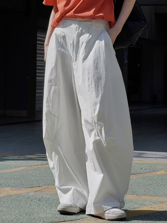 xakxx Loose Wide Leg Solid Color Split-Joint Casual Pants Bottoms Trousers