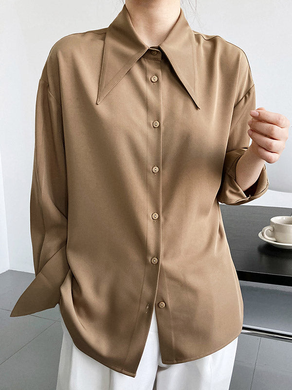 xakxx Stylish 3 Colors Solid Color Long Sleeves Blouse