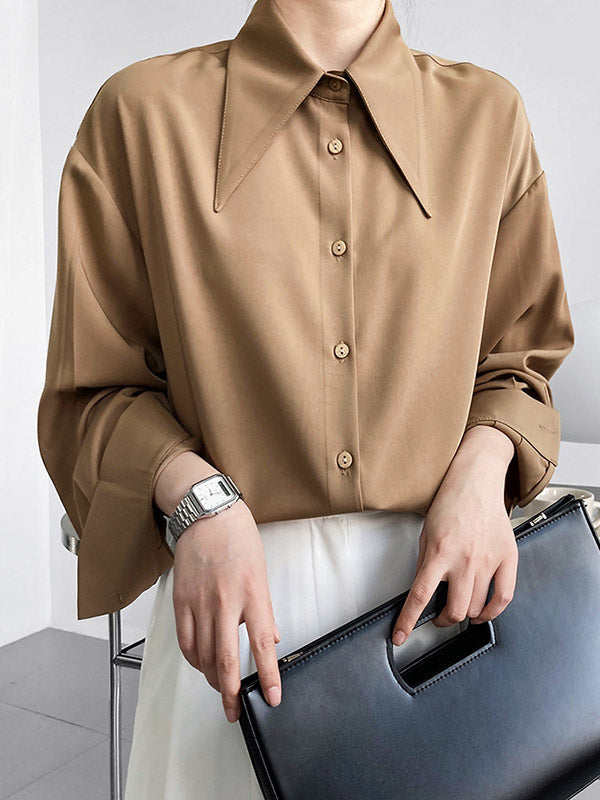 xakxx Stylish 3 Colors Solid Color Long Sleeves Blouse