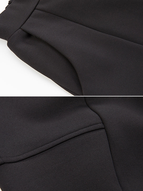 xakxx Stylish Black Velvet Split-Joint Harem Pants