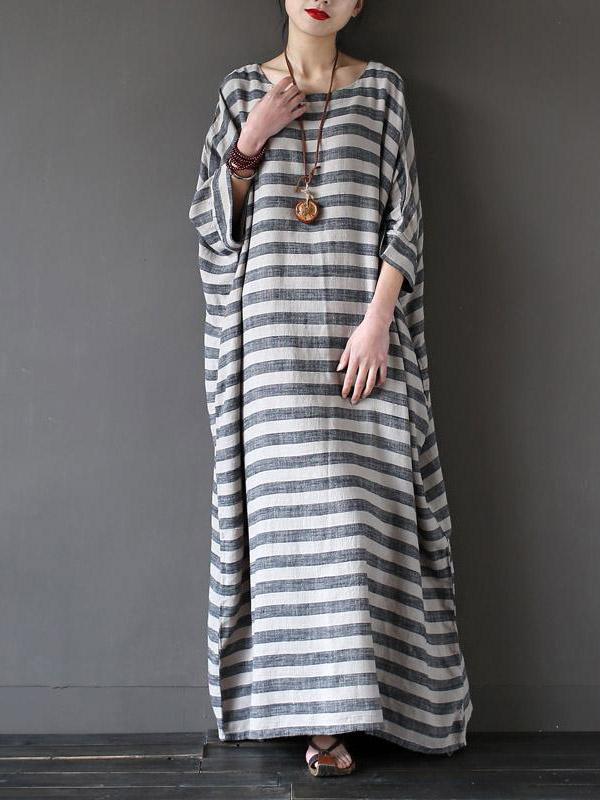 xakxx Vintage Loose Striped Dress