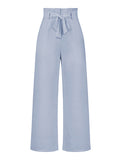 xakxx Simple Loose Wide Leg Solid Color Casual Pants Bottoms