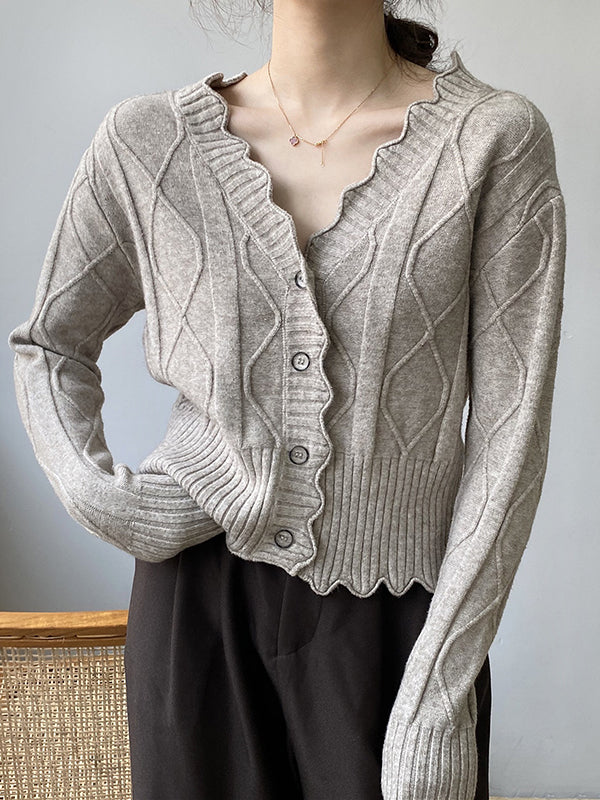 xakxx Original Stylish Casual 7 Colors Buttoned Jacquard V-Neck Sleeveless Cardigan Top